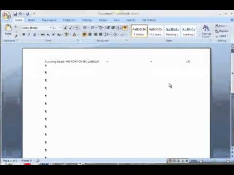 how to add a running head in word 2010 for apa